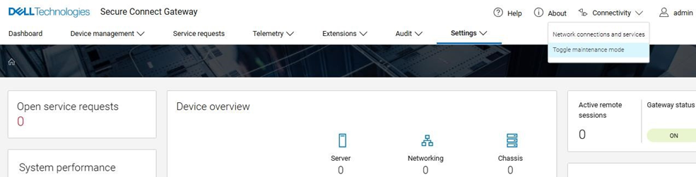 Переключение режима обслуживания в заголовке SCG