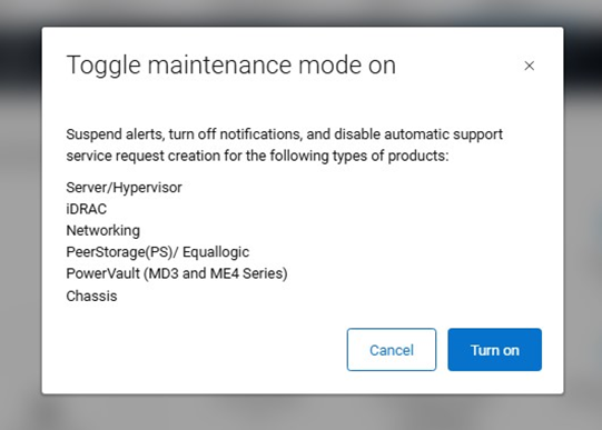 Cliquez sur « Turn on » pour activer le mode maintenance.