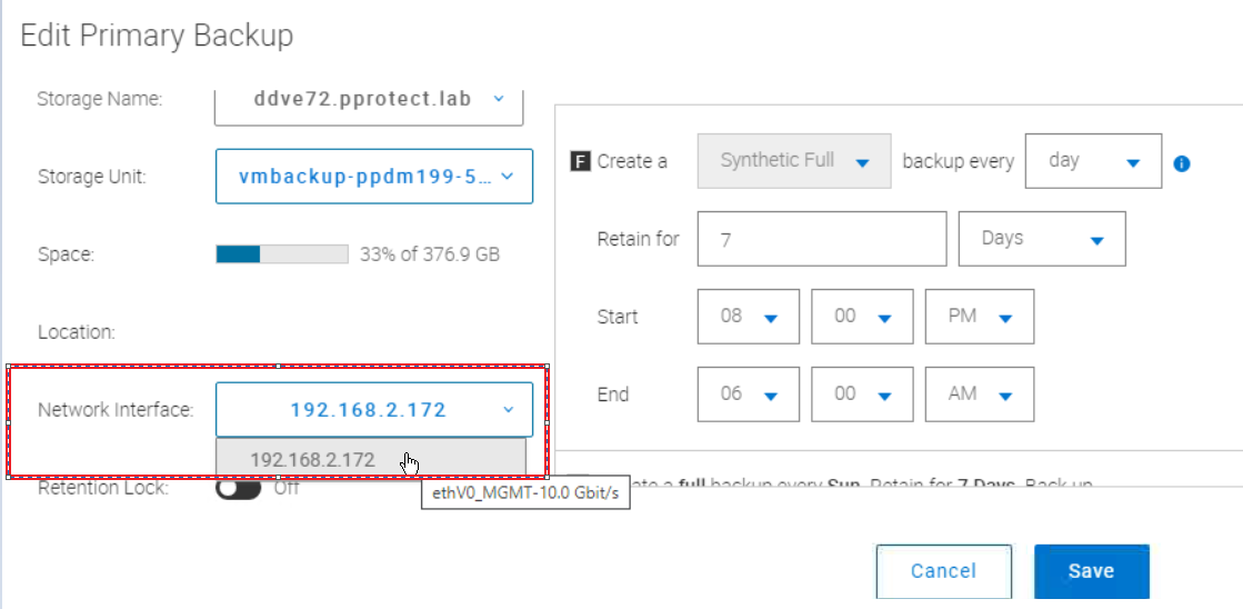 Configuração de backup