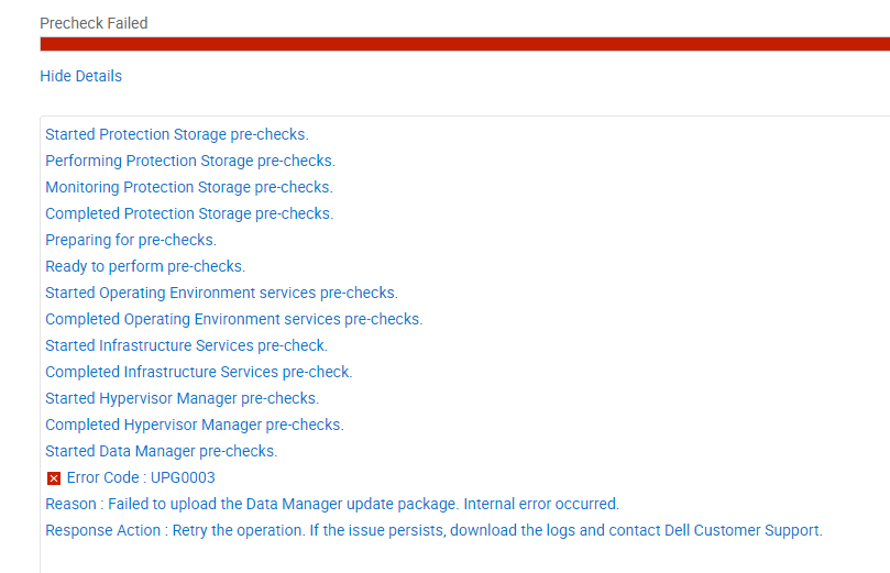 WebUI - Felkod för förkontroll