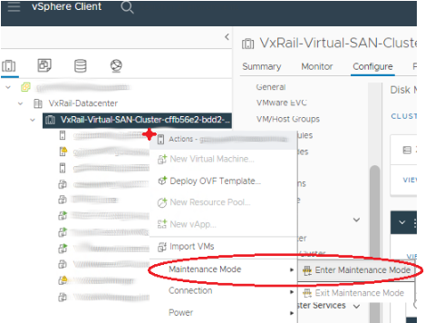 Place Esxi host in maintenance mode using vSphere