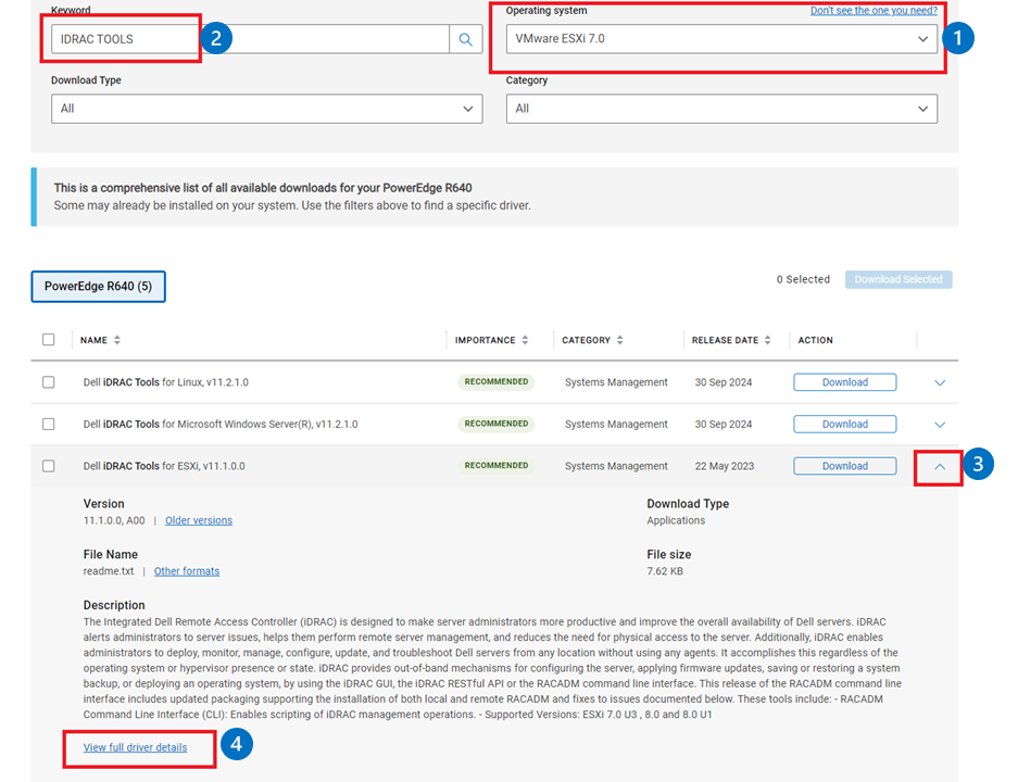 Support Site download of racadm