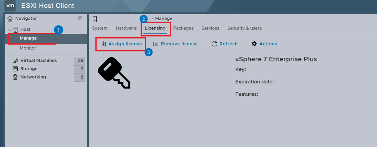 Host license assign page