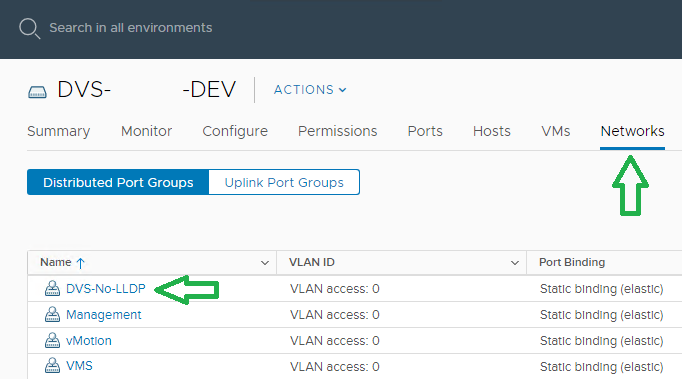 분산 포트 그룹 화면