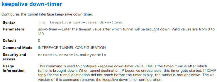 Keepalive down-timer