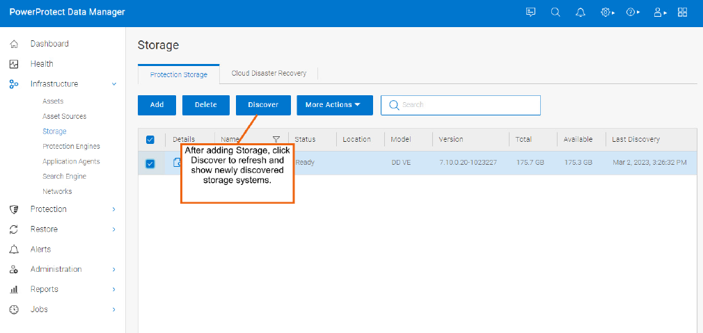 Individuare l'opzione di storage in PPDM