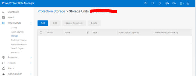 Aggiunta dell'opzione dell'unità di storage in PPDM