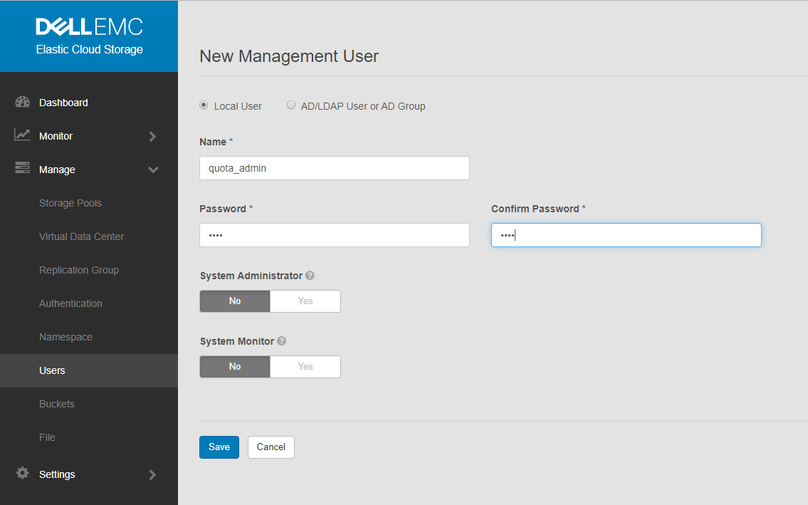 New management user