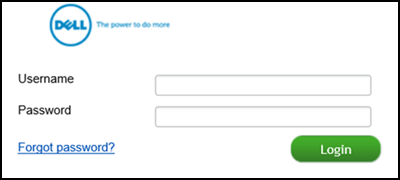 Exemple d’écran Nom d’utilisateur et mot de passe du portail clients Dell