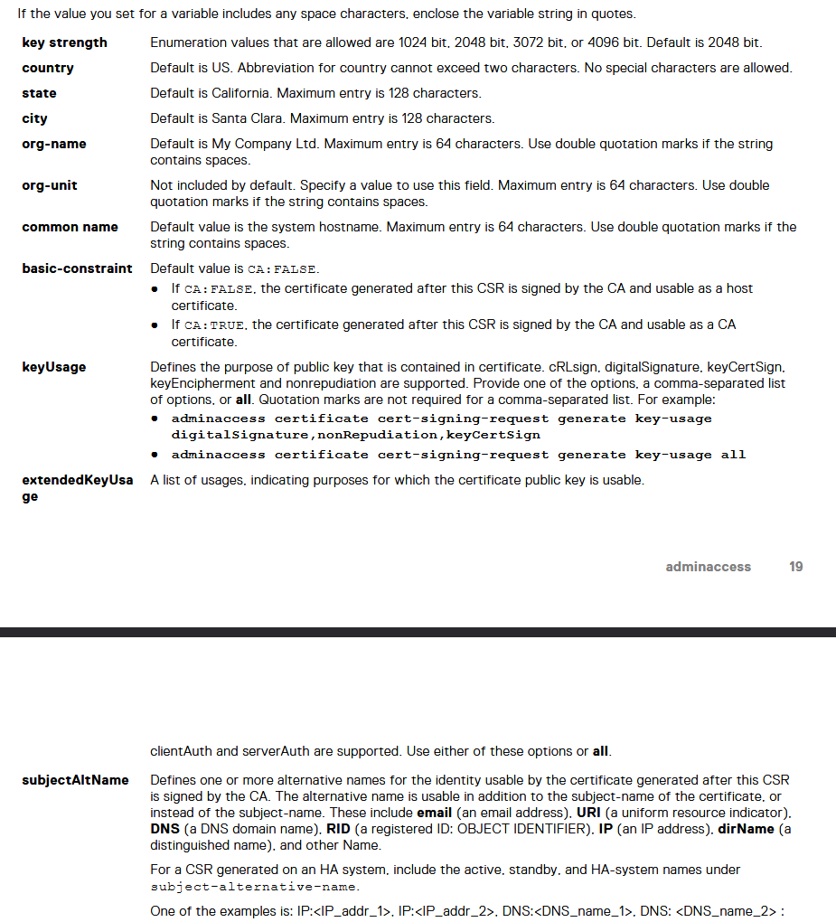 info on arguments for CSR