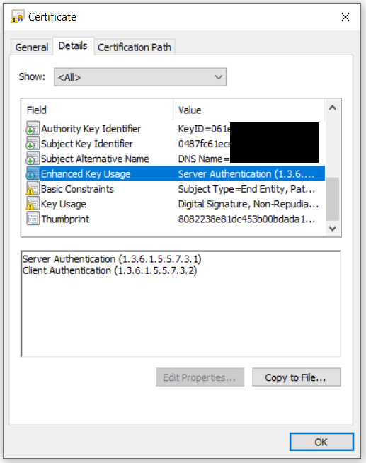 Capture d’écran montrant l’activation de l’utilisation améliorée des clés