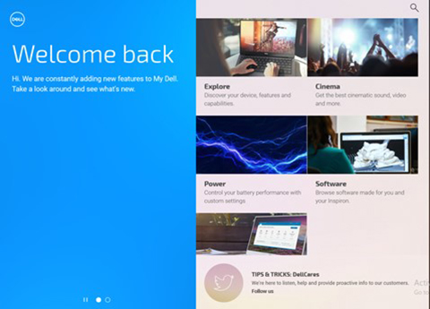 MyDell Welcome Screen