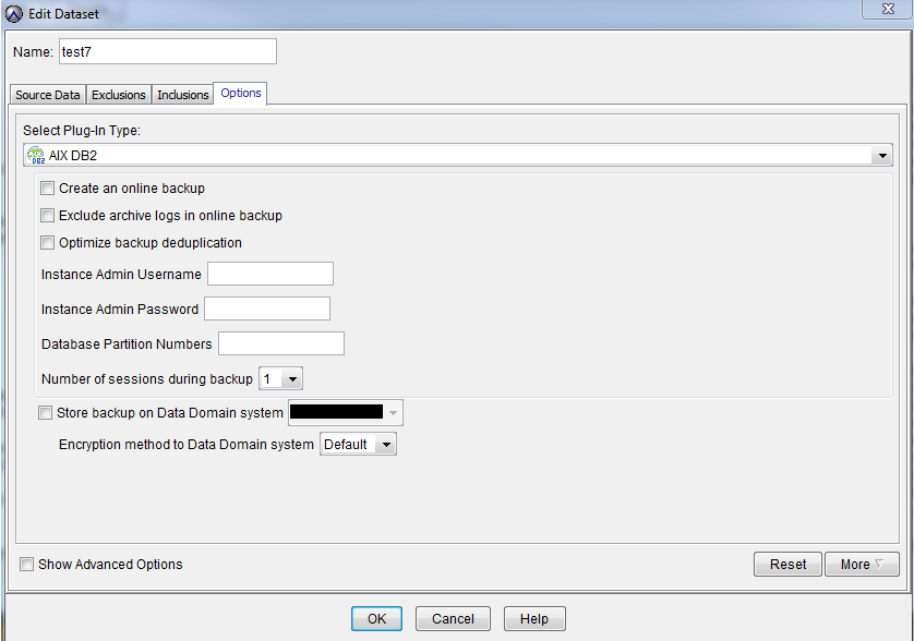 Avamar GUI Options tab