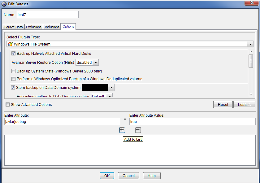 Avamar GUI Adding flag 