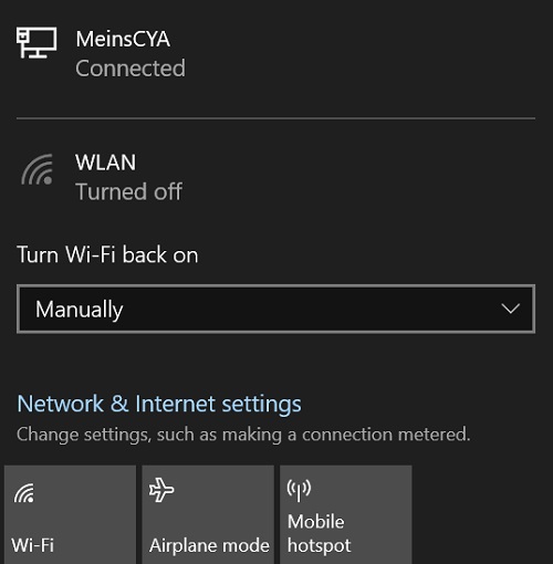 Das Wireless-Netzwerk wird nicht ausgegraut, wenn es über eine Dockingstation mit einer kabelgebundenen Ethernet-Verbindung verbunden ist: U2721DE