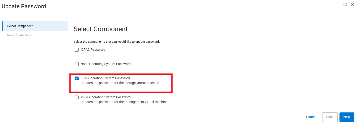zaktualizuj hasło SVM