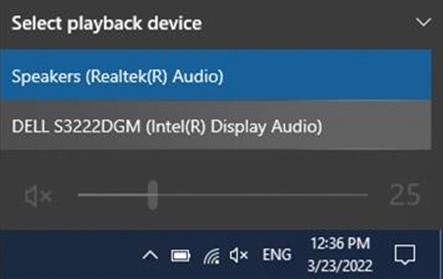 Windows Välj uppspelningsenhet S32222DGM