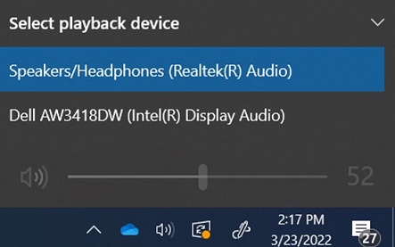Windows Välj uppspelningsenhet AW3418DW