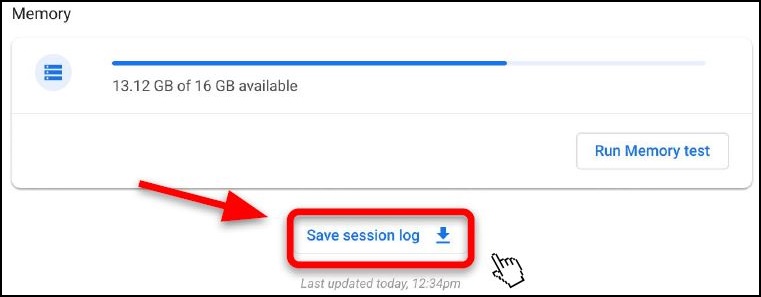 Chrome OS Diagnostic Tool Save Session Log
