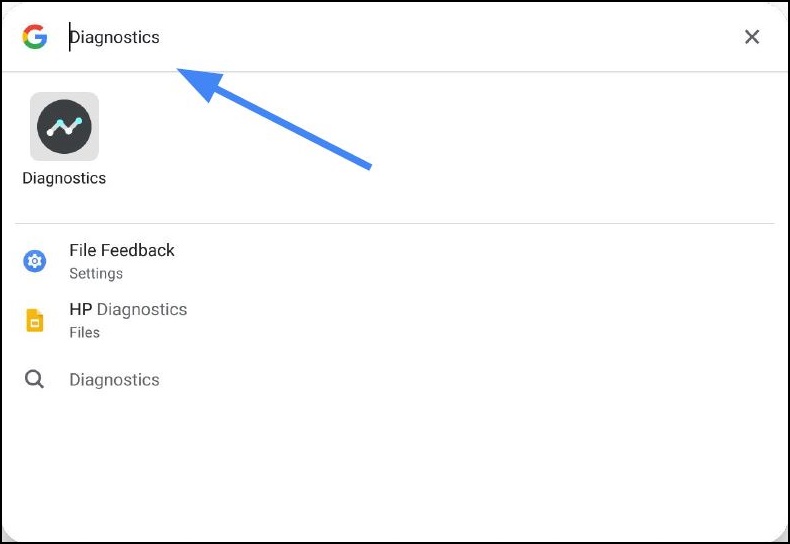 Chrome OS Search Diagnostics from Launcher
