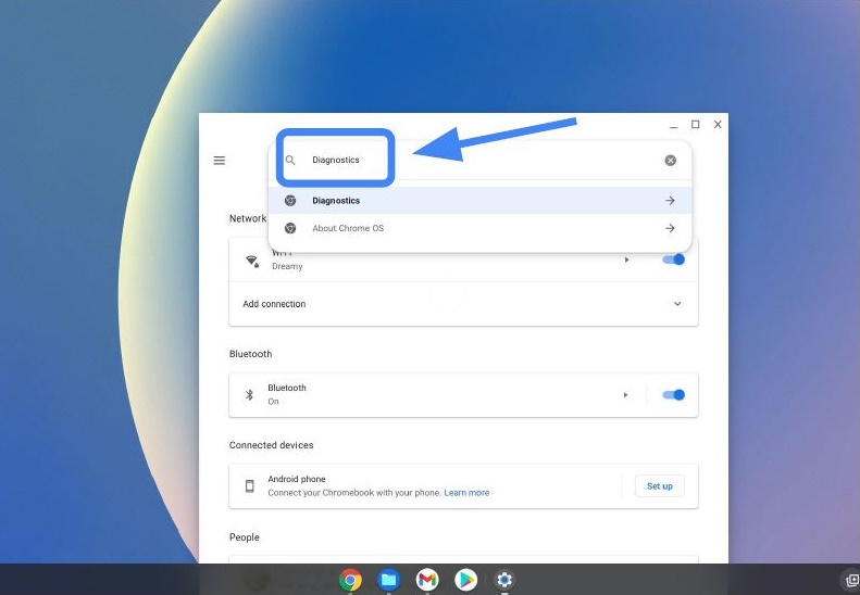 Chrome OS Search for Diagnostics