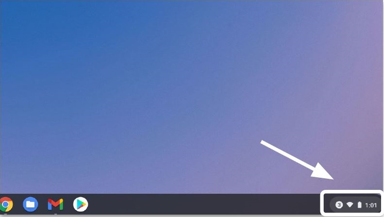 Taca stanu systemu operacyjnego Chrome OS