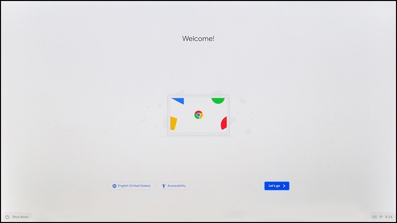 Écran de bienvenue de l'utilitaire&nbsp;ChromeOS