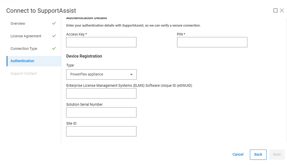 Enter authentication information