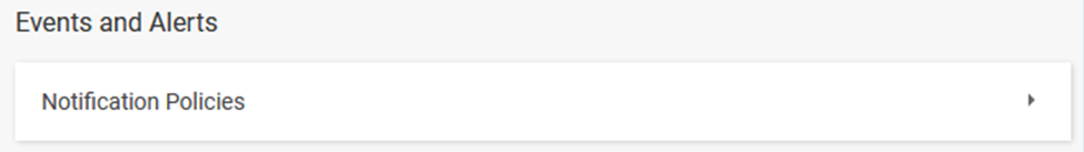 Brugergrænsefladen i PowerFlex Manager, der viser fanen Meddelelsespolitikker