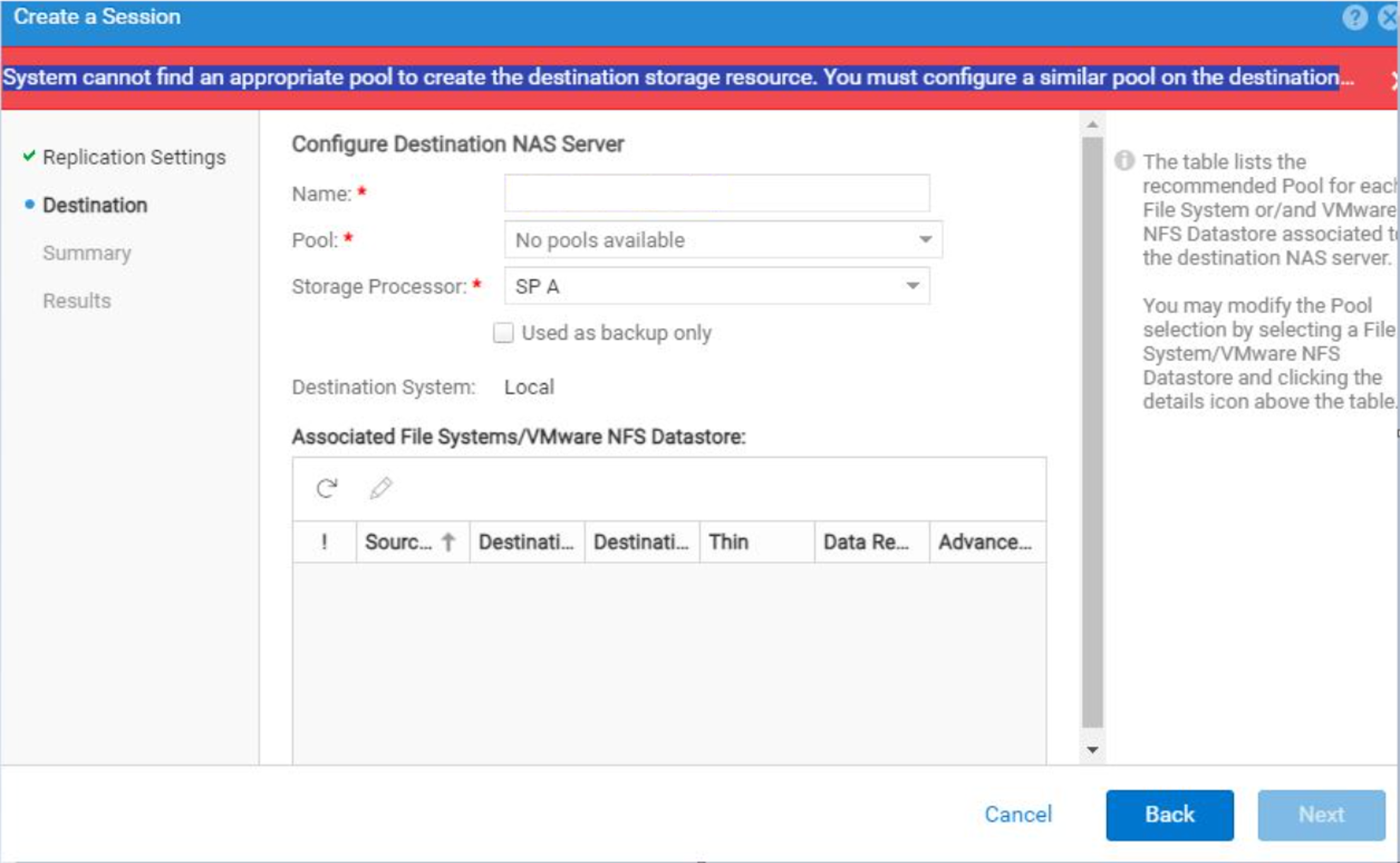 Erreur de réplication asynchrone locale