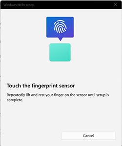 Fingerprint enrollment screenshot