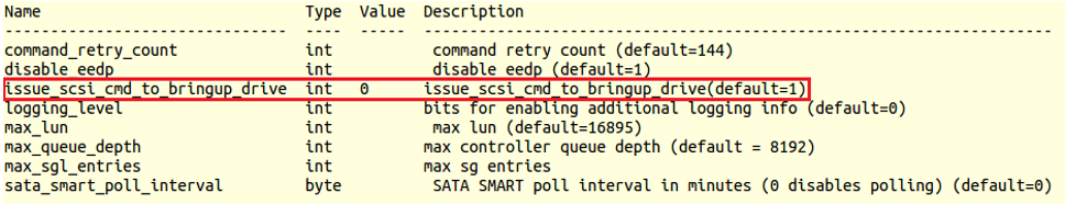 : output del comando