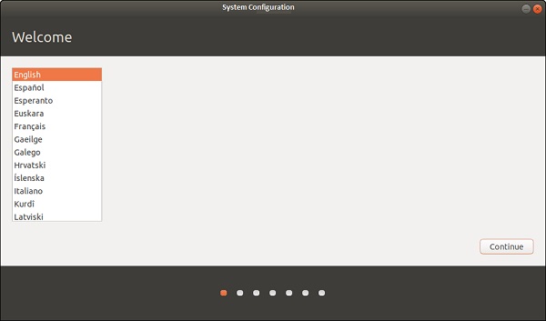 Witamy — wybierz język instalacji