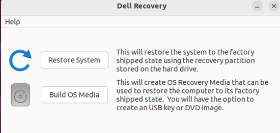 Dell Recovery applicatie