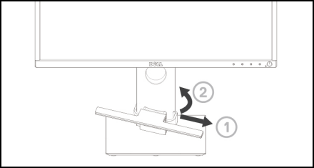 Befestigen der Dell AE515-Soundleistenhalterung an einem Dell Monitor