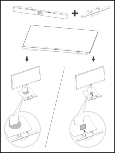 Podłączanie listwy dźwiękowej Dell AE515M do monitora firmy Dell