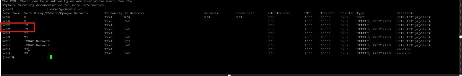 Zrzut ekranu przedstawiający prawidłową grupę portów