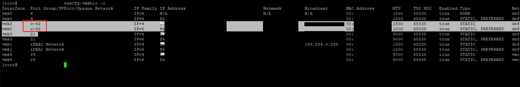 ポートグループ ステータスのスクリーンショット