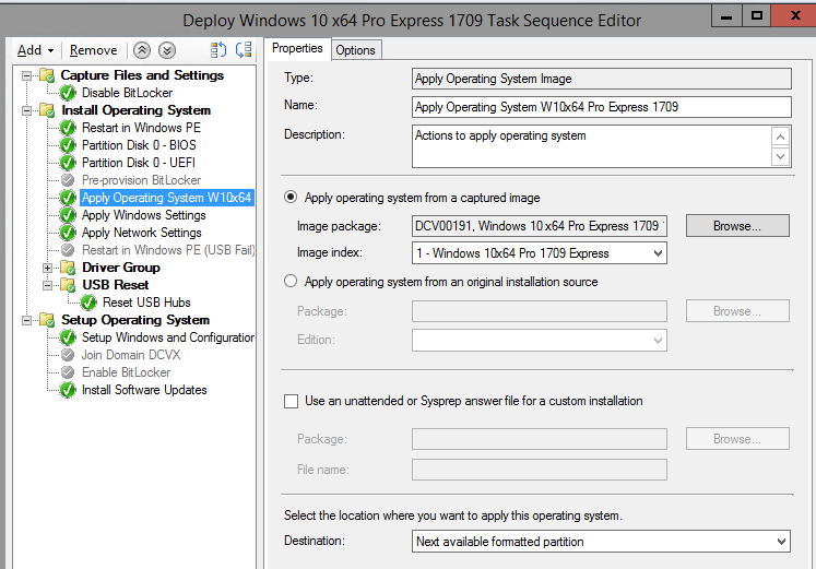 Windows Deployment Properties