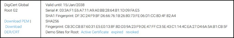 Informations mondiales sur DigiCert