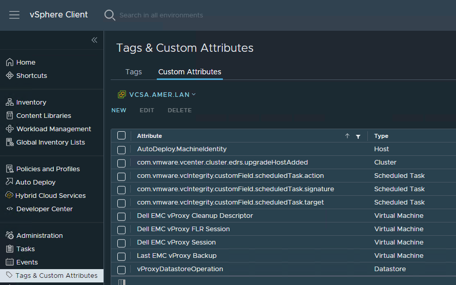 vSphere Custom Attributes
