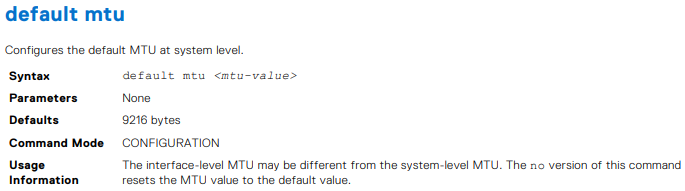 CLI MTU predefinita 1