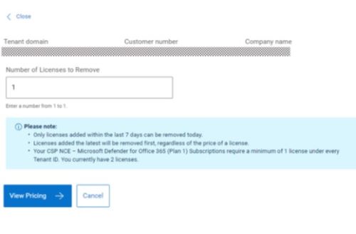 Enter the quantity of licenses to remove