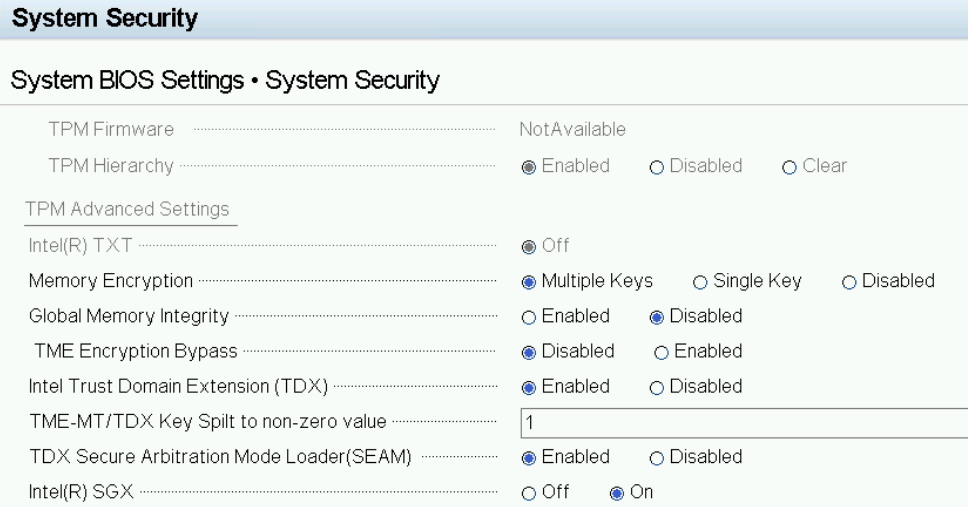 System Setup Security TDX