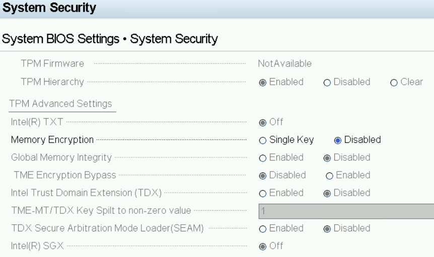 System Setup Security