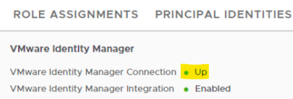 螢幕擷取畫面顯示 VMware Identity Manager 狀態為「開啟」