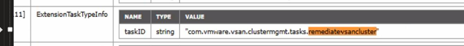 "'com.vmware.vsan.clustermgmt.tasks.remediatevsancluster" info through MOB may not be listing. 