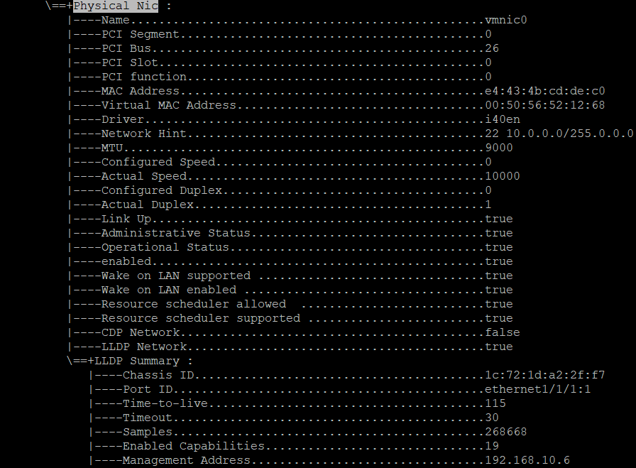 Cómo verificar la información del switch físico desde la línea de comandos de esxi