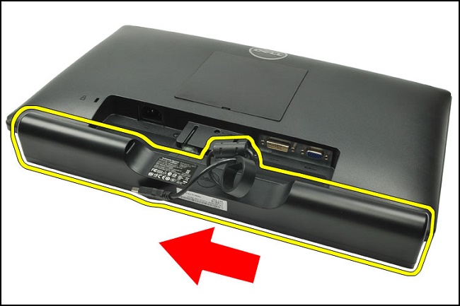 Slide the Dell AC511 Soundbar to Attach to a Dell Monitor