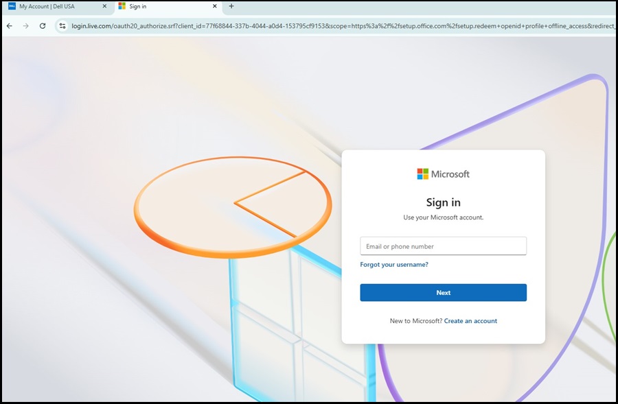 Microsoft.com, Oturum Açma Sayfası